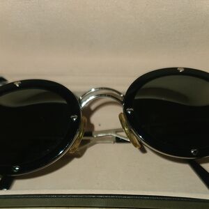 Moschino Black and Pewter Round Sunglasses